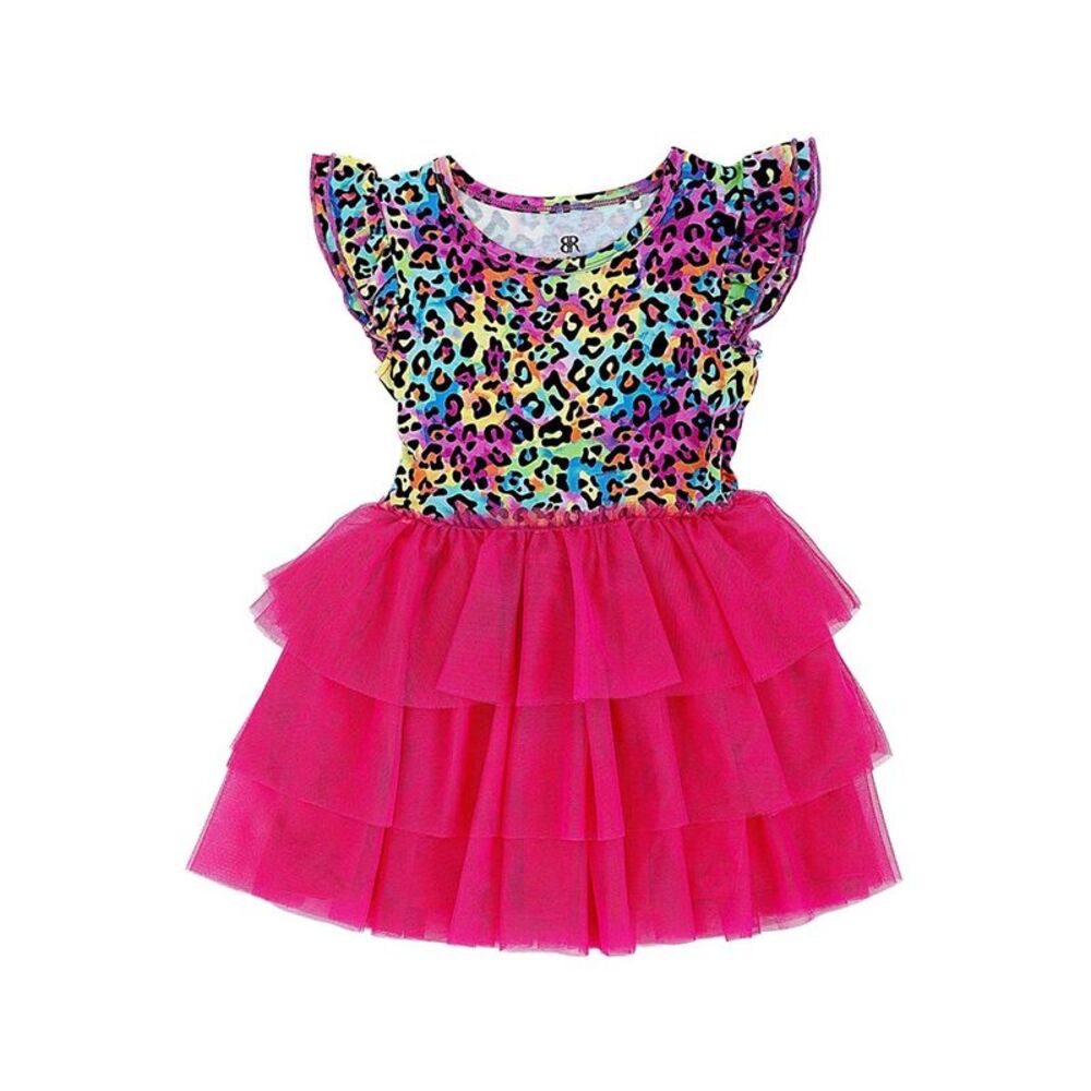 Bums & Roses Girls  Roarin' Rainbow Tulle Tutu Dress, Multicolor